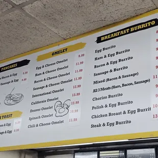 Updated menu and prices 09/30/23