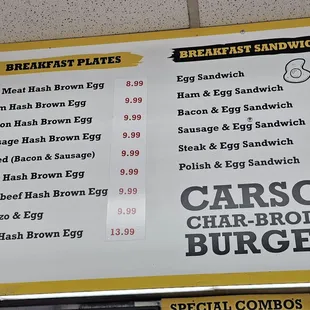 Updated menu and prices 09/30/23