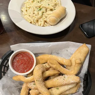Penne Alfredo and Italian "Fries"
