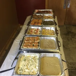 a buffet of food