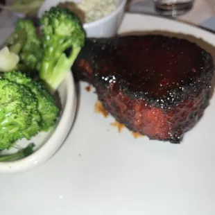 a steak and broccoli