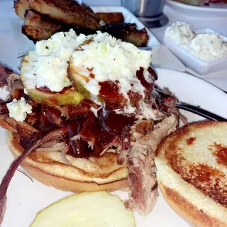 Slow Smoked BBQ Pulled Pork or Brisket Sandwich