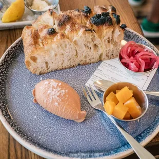 foccacia and liverspread
