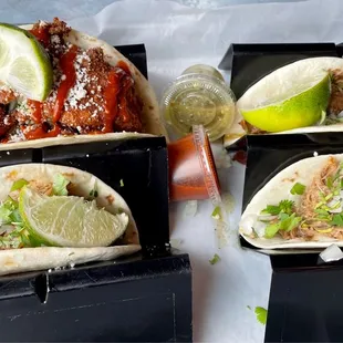 Pulled pork street taco plate and the fried chicken taco