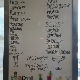 Margarita and drink offerings.