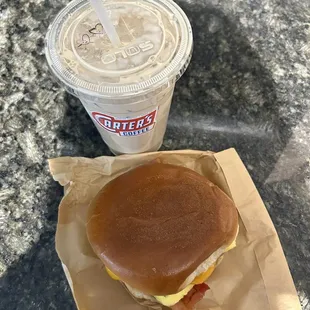 Vietnamese Iced Coffee and Bacon Egg and Cheese on Brioche