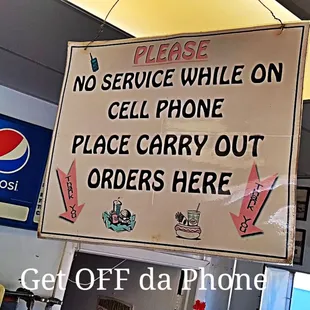 a sign in a restaurant