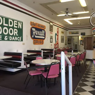 the interior of a diner