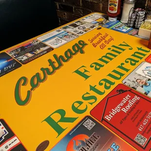 a table with a variety of menus