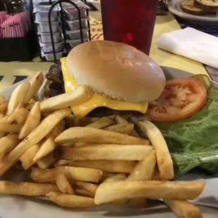 Cheeseburger and fries