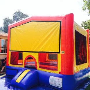 Plane bounce house with hoop inside