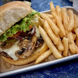 Mushrooms and Swiss Burger
