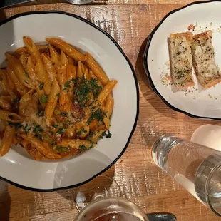 two plates of food on a table