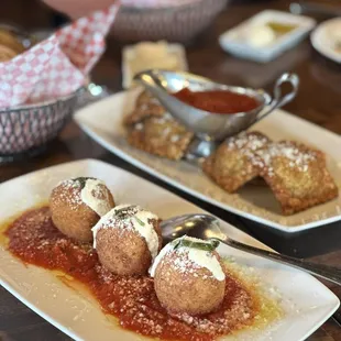 Arancini and fried ravioli apps