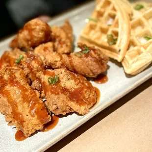 Chicken and waffles. Sweet and savory.