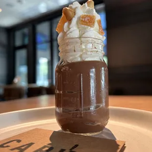 Smoked chocolate Kahlua pudding