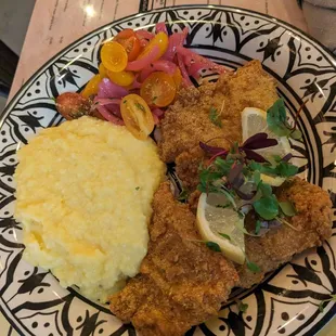 Catfish &amp; Yellow Grits - very good, especially the pickled tomato and onion salad