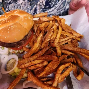 Burger and fries