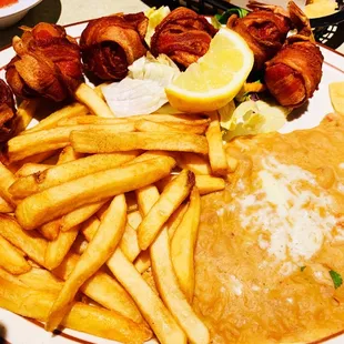 Very good. Shrimp and bacon were tasty, fresh and hot. Beans were good, not amazing but good.