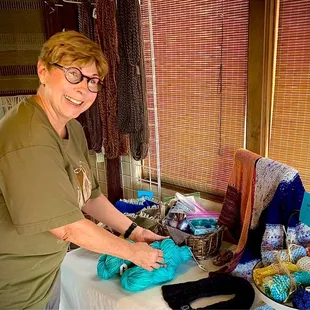 Rene and her beautiful yarns she created