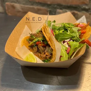 Seema (right) and Mexican Bistec (left) tacos