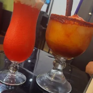 Strawberry daiquiri, and a Mangonada