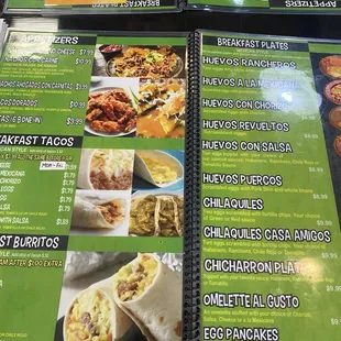 menu, burritos and wraps