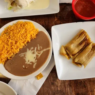 Tamales with rice and beans