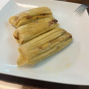 Pork tamales before I began feasting on them