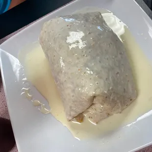 Super burrito with beef. It was huge!!! The size of my son's head.  Filled with beef, beans, lettuce, rice