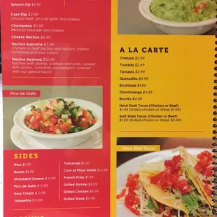 menu, tacos