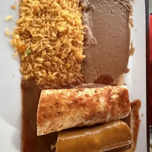 Chicken enchilada beef burrito