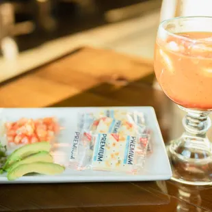 Shrimp cocktail. Sweet jumbo shrimp in sweet tomato sauce.