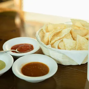 Chips and salsa and lime agua fresca. Tasty!