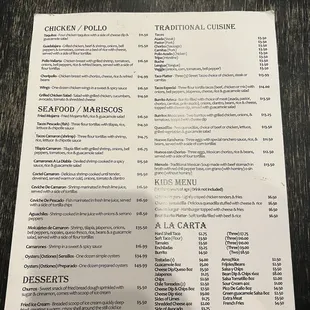 menu