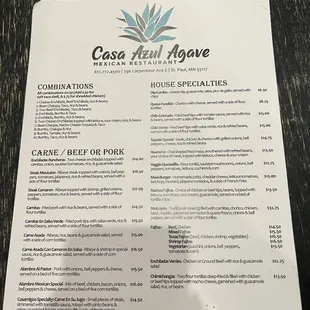 menu
