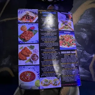 a menu for a mexican restaurant