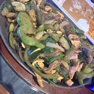 Vegetarian fajitas, add chicken