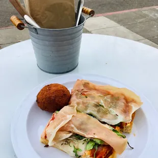 Arancini &amp; San Daniele Slice (margherita with prosciutto)