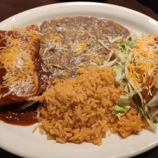 Beef burrito and beef taco combo