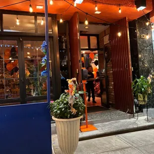 the entrance to the restaurant