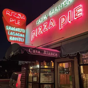 Outside. The front of the restaurant