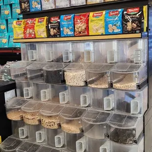 A middling of bulk food ingredients.