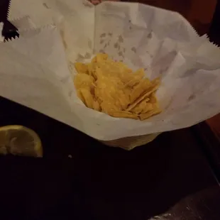 Eating chips and salsa at Casablanca.