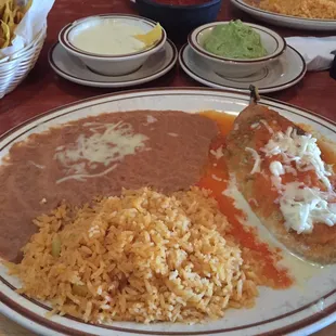Chili Relleno - stuffed with the same cheap runny cheese that they offer as an appetizer.  Ruined it