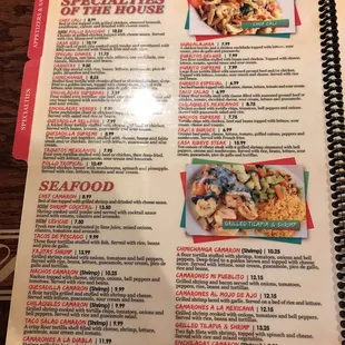 the menu of the restaurant