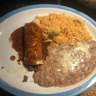 Ground Beef Enchilada with Rice &amp; Beans