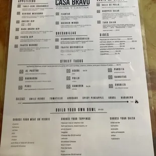the menu