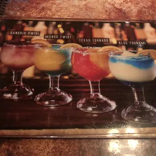 Menu with margarita