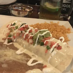 The Chips &amp; Salsa were great and the Chicken Mexicano Burrito hit the spot. A lively place to enjoy a beer &amp; good Americanized Mexican food.